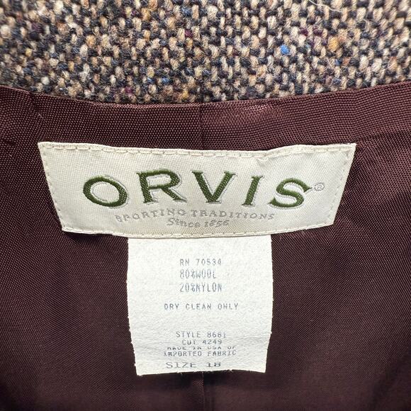 Vintage Orvis Wool Jumper Sleeveless Dress Size 18 Brown Button Front Tweed - Picture 5 of 5